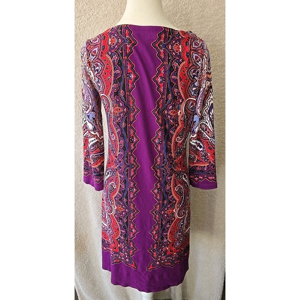 Tommy Bahama Women's S/P Purple Red Multi Color Paisley Pullover Shift Dress - Picture 6 of 14